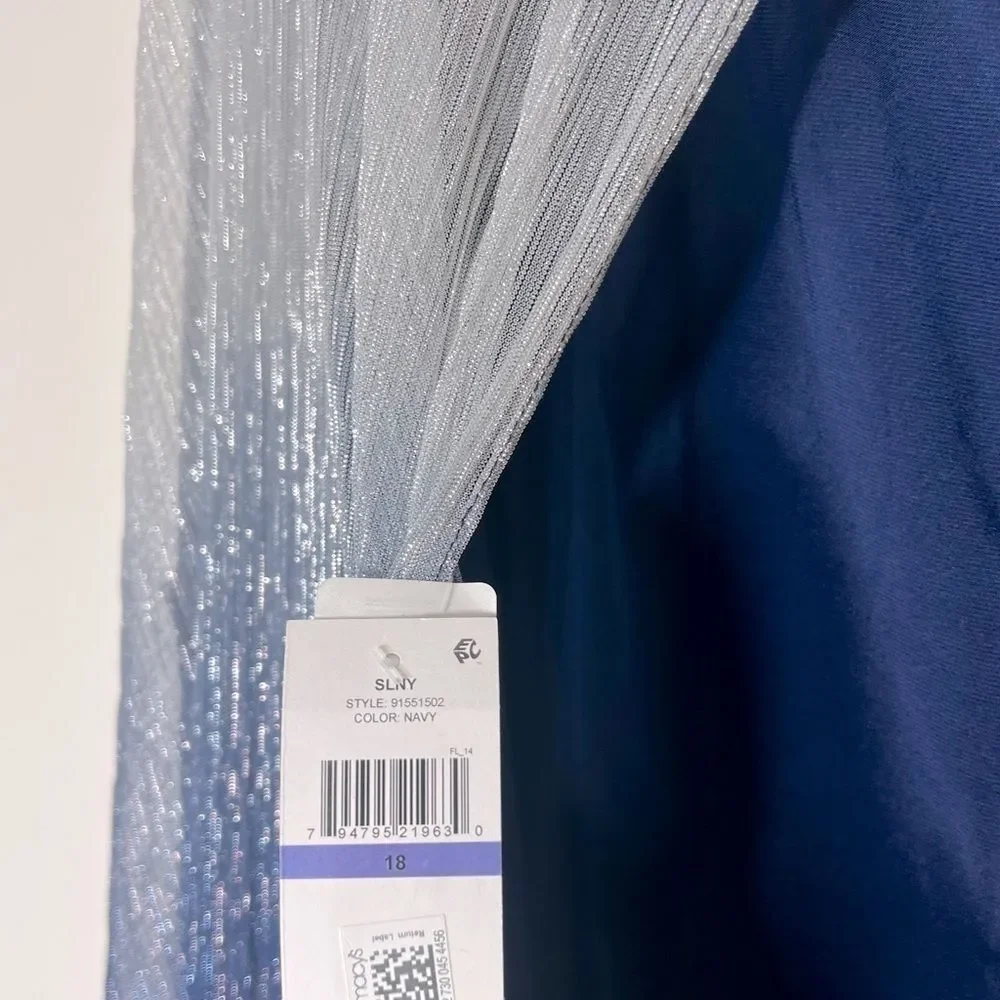 NWT SLNY WOMENS METALLIC CAPE MINI TWO PIECE DRESS navy silver size 18 New - Picture 12 of 14